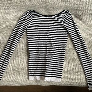 Black and White Striped Backless Top